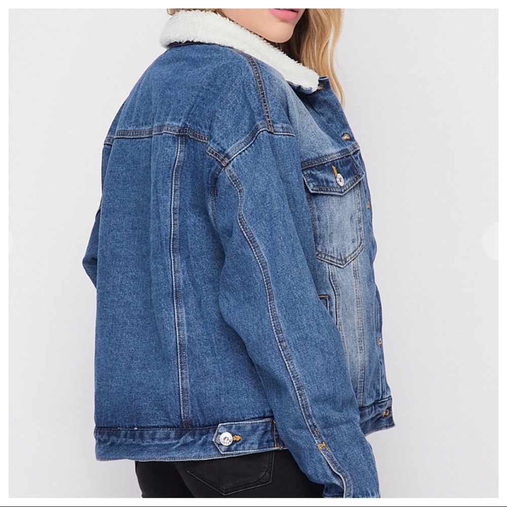 Faux fur lined retro chic denim jacket - Picture 5 of 5